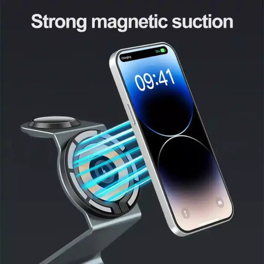 3 in 1 Transparent 15W Magnetic Wireless Charger Pad holder
