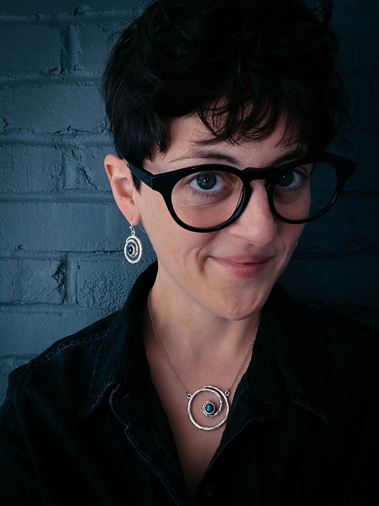 Milky Way Necklace - Spiral Silver Pendant with Labradorite