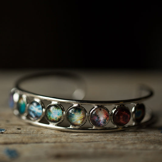 Nebula Rainbow Silver Cuff Bracelet