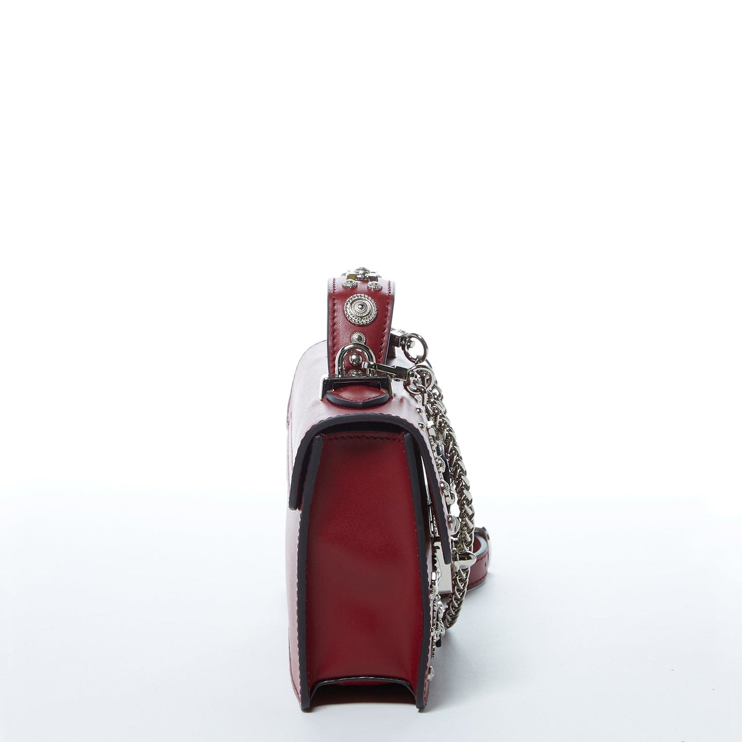 SUSU Studded Small Leather Crossbody Bag Burgundy Purse  Women's Handbag