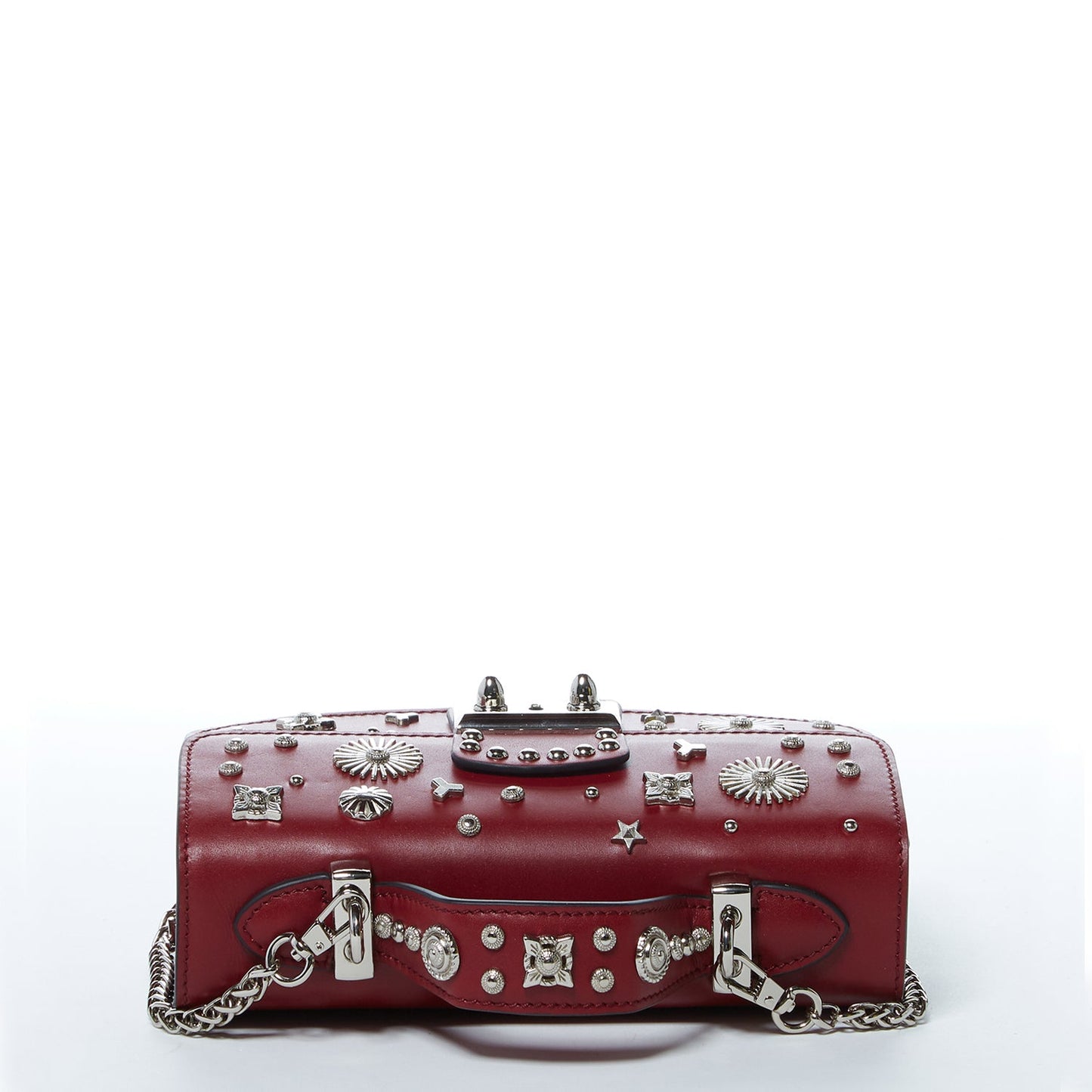 SUSU Studded Small Leather Crossbody Bag Burgundy Purse  Women's Handbag