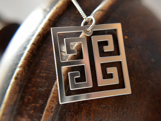 Greek Key Pendant in stainless steel