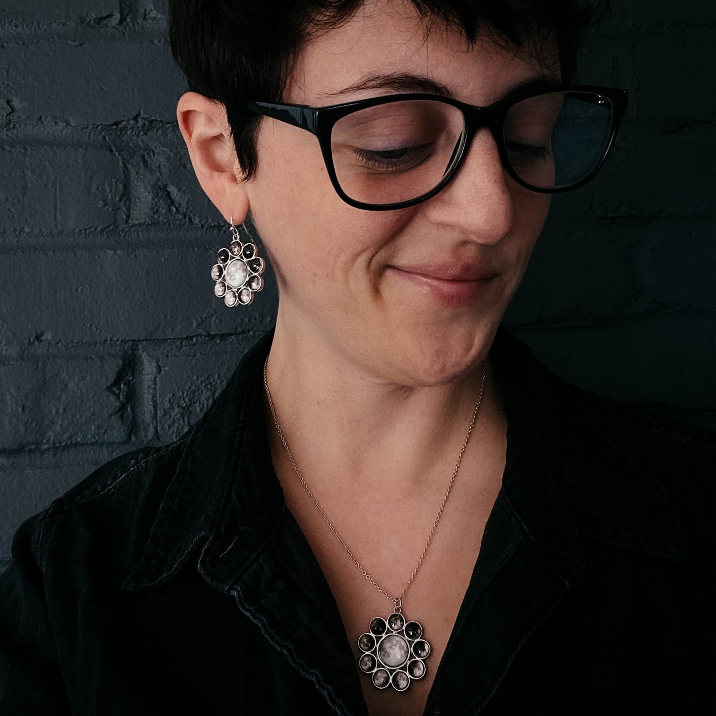 Moon Phase Halo Jewelry Set